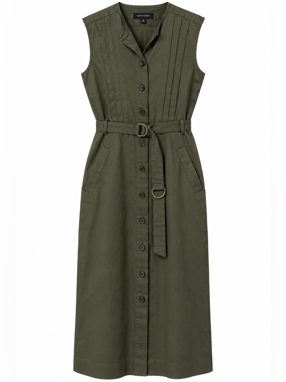 Banana Republic Olive Green Belted Utility Midi Dress M NWOT